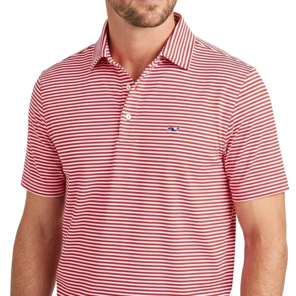 Vineyard Vines Polo Mens M Red Striped Dalhousie Golf St Louis Cardinals MLB